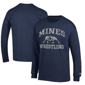 Men's Champion Navy Colorado School of Mines Orediggers Wrestling Icon Long Sleeve T-Shirt