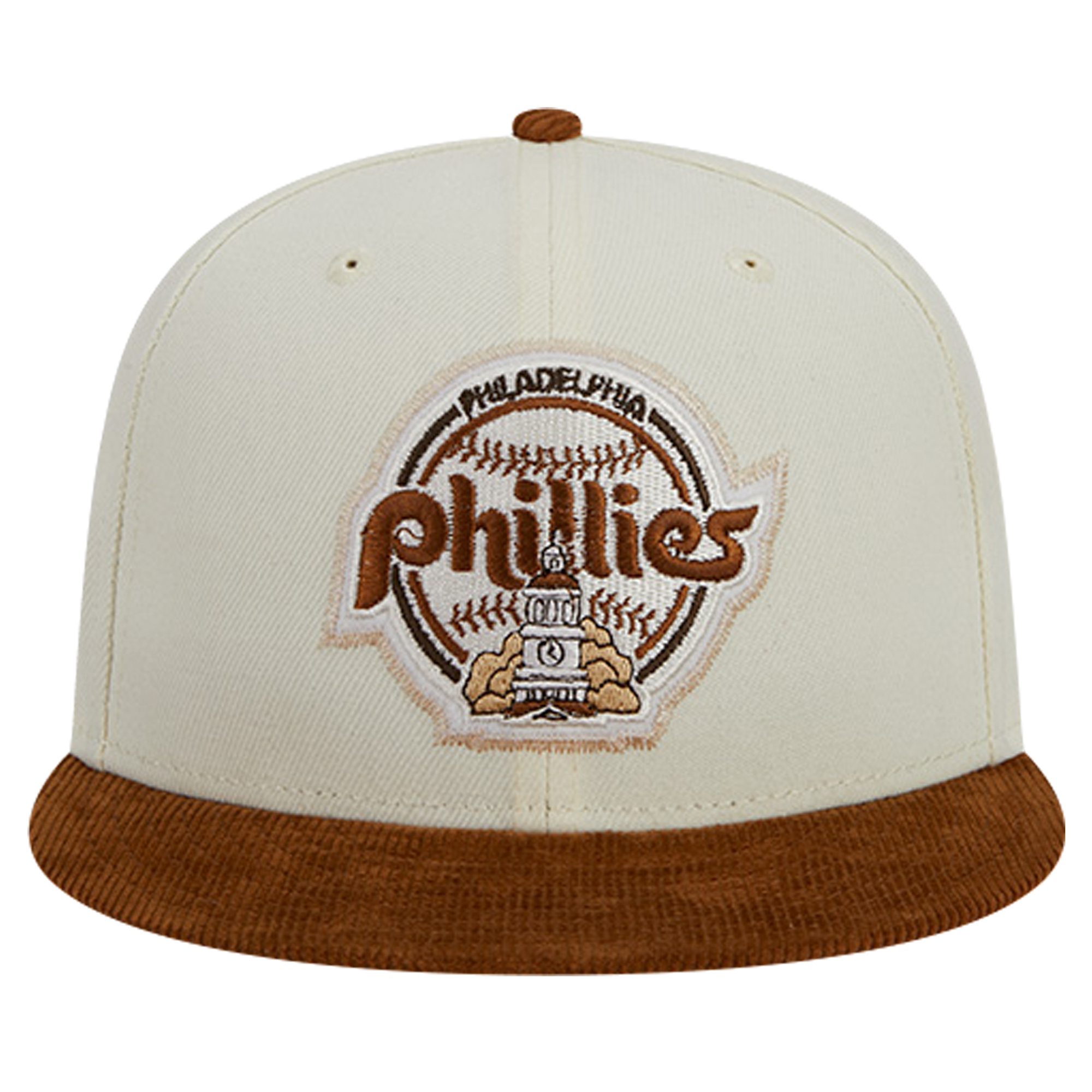 Men's New Era Cream Philadelphia Phillies Chrome Corduroy Visor 59FIFTY Fitted Hat - Image 3