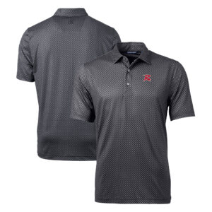 Men's Cutter & Buck Black Richmond Flying Squirrels Big & Tall Pike Banner Print Stretch Polo
