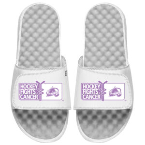 Youth ISlide  White Colorado Avalanche Hockey Fights Cancer Slide Sandals