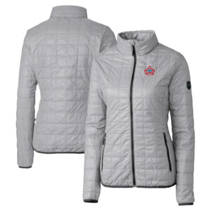 Women's Cutter & Buck  Gray Miami Marlins City Connect Rainier PrimaLoft Eco Insulated Full-Zip Puffer Jacket