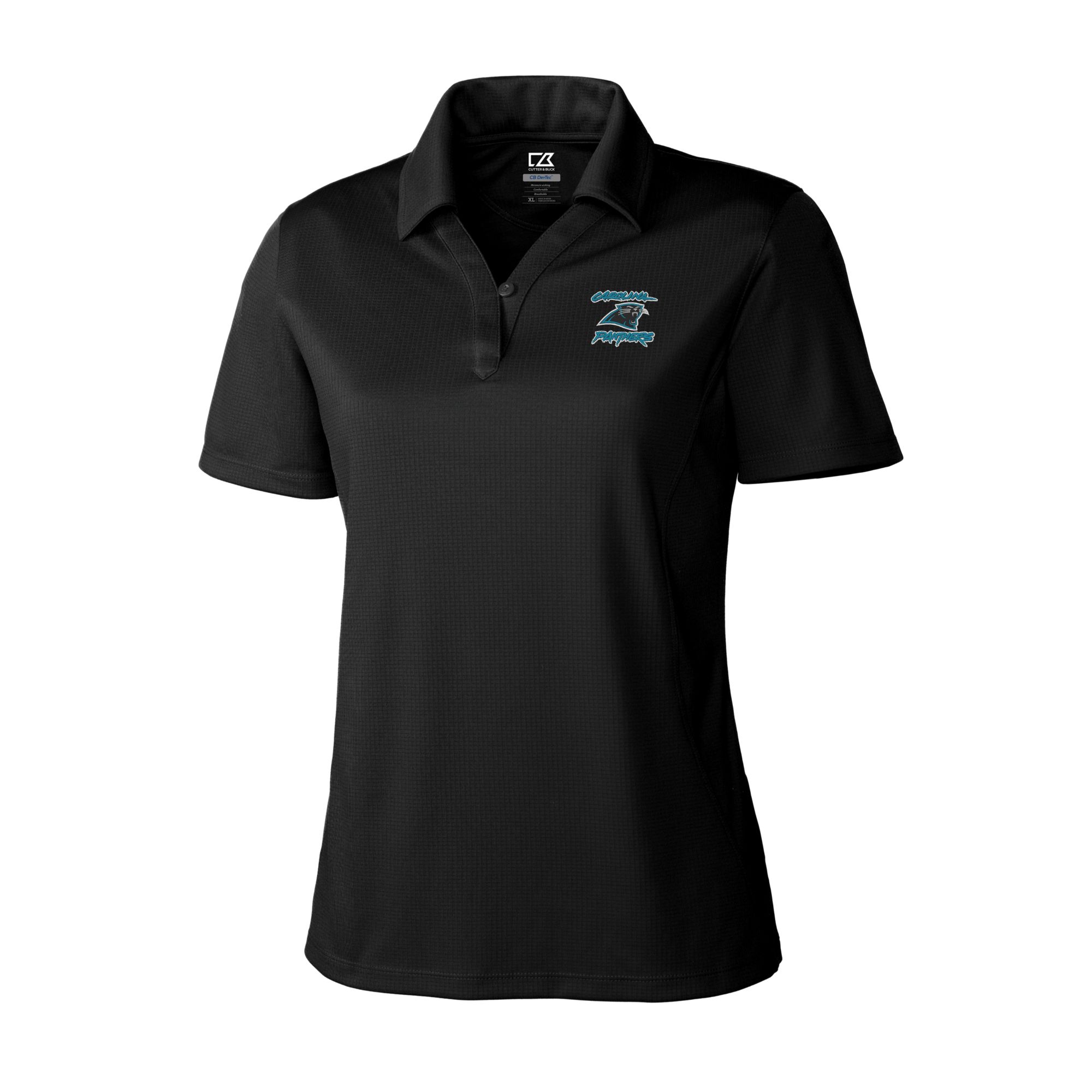 Women's Cutter & Buck Black Carolina Panthers Throwback Logo DryTec Genre Textured Solid Polo - Image 3
