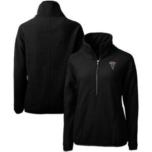 Women's Cutter & Buck Black Atlanta Falcons Throwback Logo Cascade Eco Sherpa Fleece Half-Zip Pullover Jacket