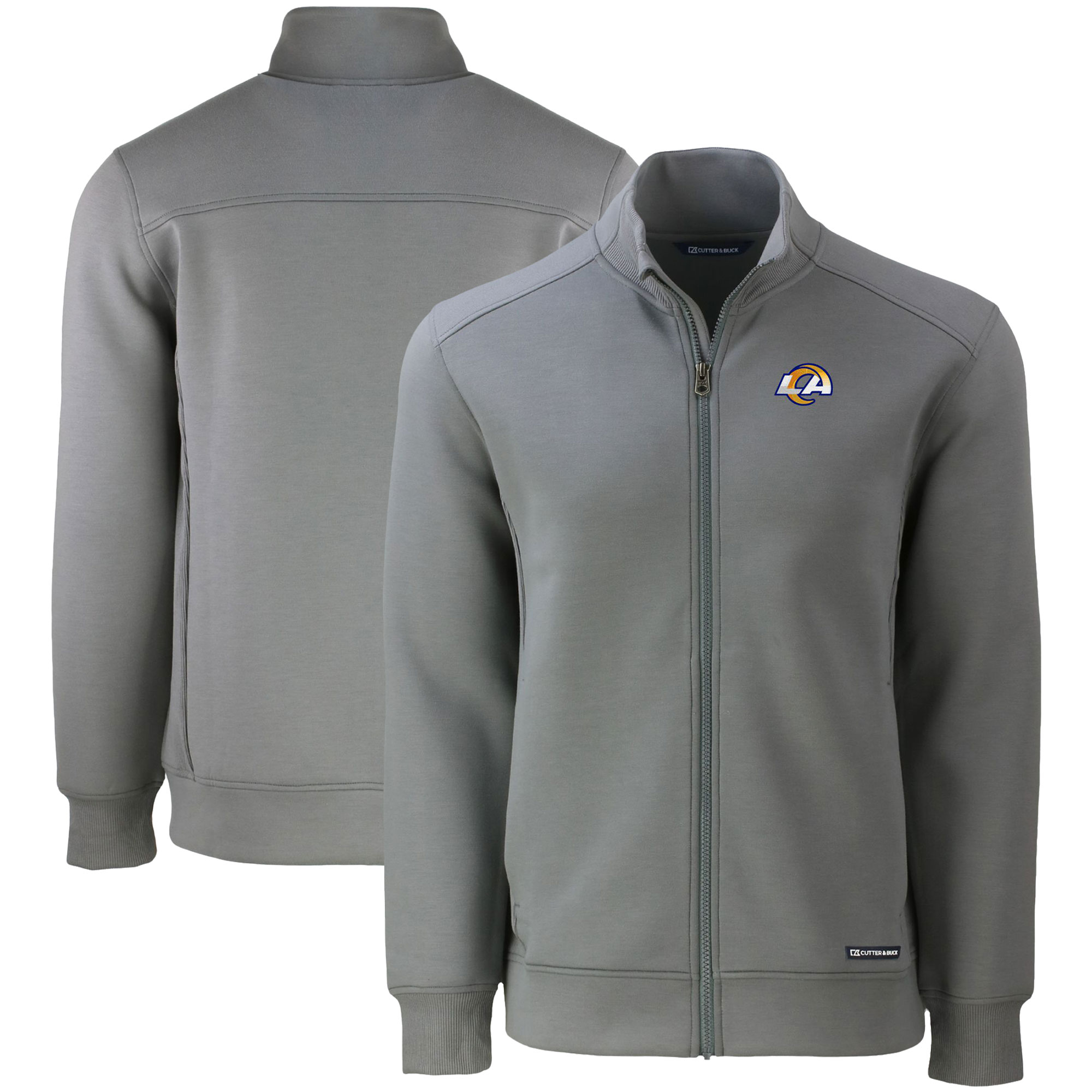 Men's Cutter & Buck Gray Los Angeles Rams Roam Eco Recycled Full-Zip Jacket