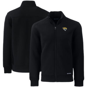 Men's Cutter & Buck Black Jacksonville Jaguars  Roam Eco Recycled Full-Zip Jacket