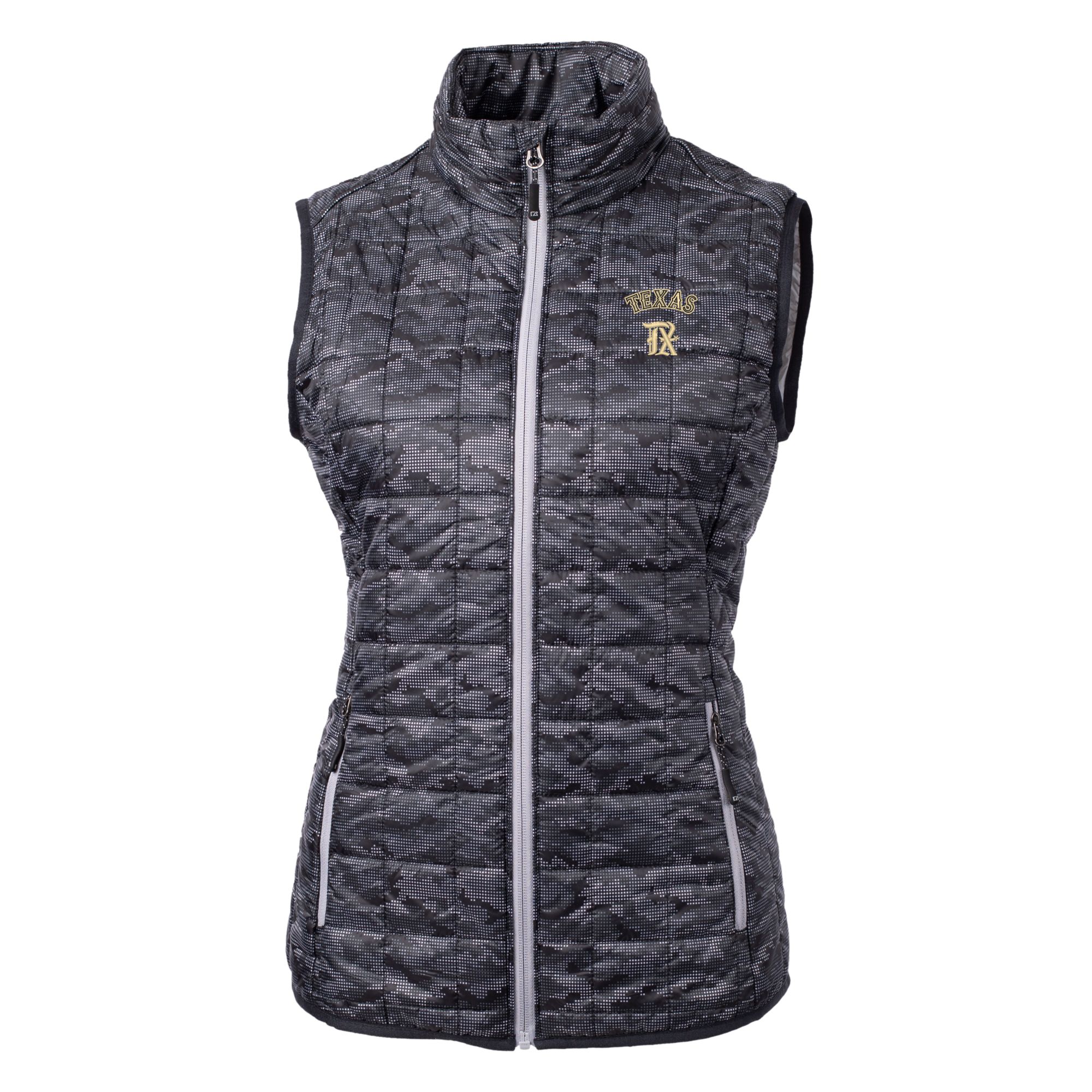 Women's Cutter & Buck Black Texas Rangers City Connect Rainier PrimaLoft Eco Insulated Full-Zip Printed Puffer Vest - Image 3