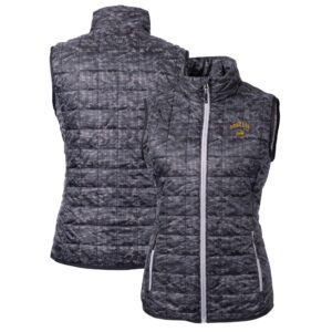 Women's Cutter & Buck Black Seattle Mariners City Connect Rainier PrimaLoft Eco Insulated Full-Zip Printed Puffer Vest