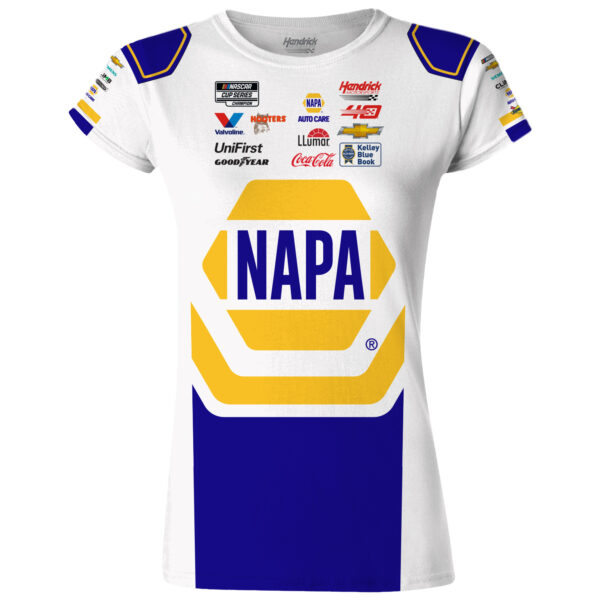 Women's Hendrick Motorsports Team Collection  White/Blue Chase Elliott NAPA Uniform T-Shirt - Image 6