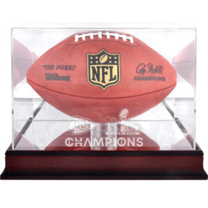 Kansas City Chiefs Super Bowl LVIII Champions Mahogany Football Logo Display Case