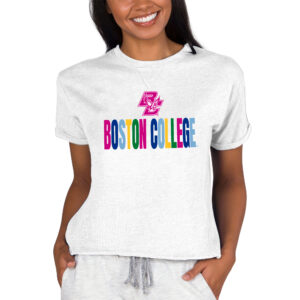 Women's Concepts Sport Oatmeal Boston College Eagles Tri-Blend Mainstream Terry Short Sleeve Sweatshirt Top