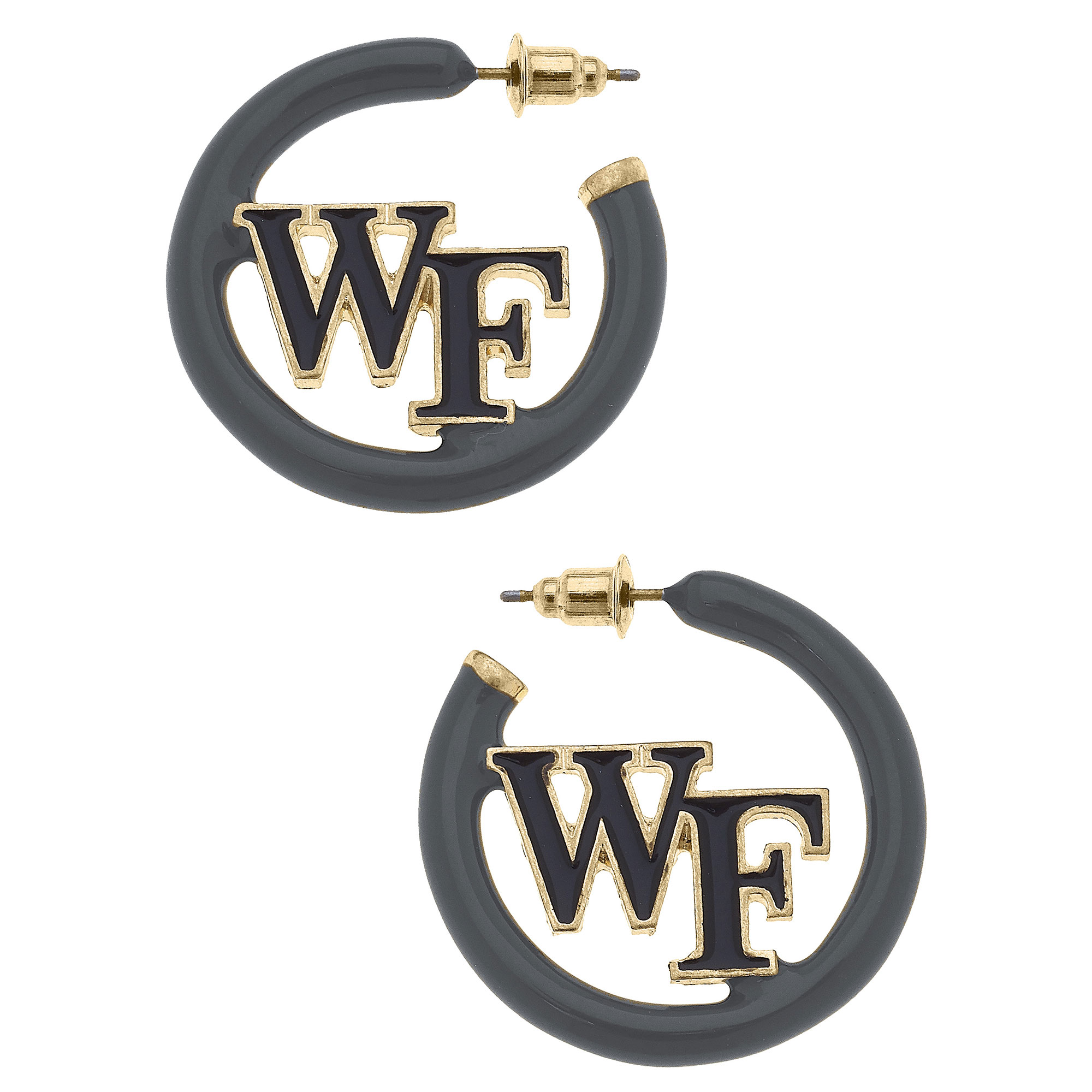 Women's Wake Forest Demon Deacons Enamel Logo Open Hoop Earring - Image 3