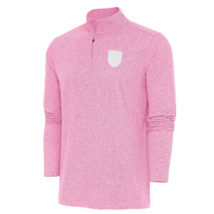 Men's Antigua  Heather Pink San Jose Earthquakes White Logo Hunk Quarter-Zip Top