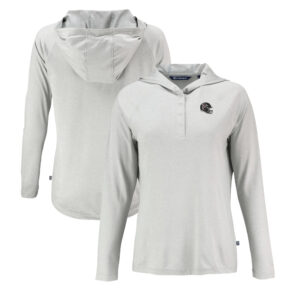 Women's Cutter & Buck Gray Atlanta Falcons Coastline Epic Comfort Eco Recycled Raglan Pullover Hoodie