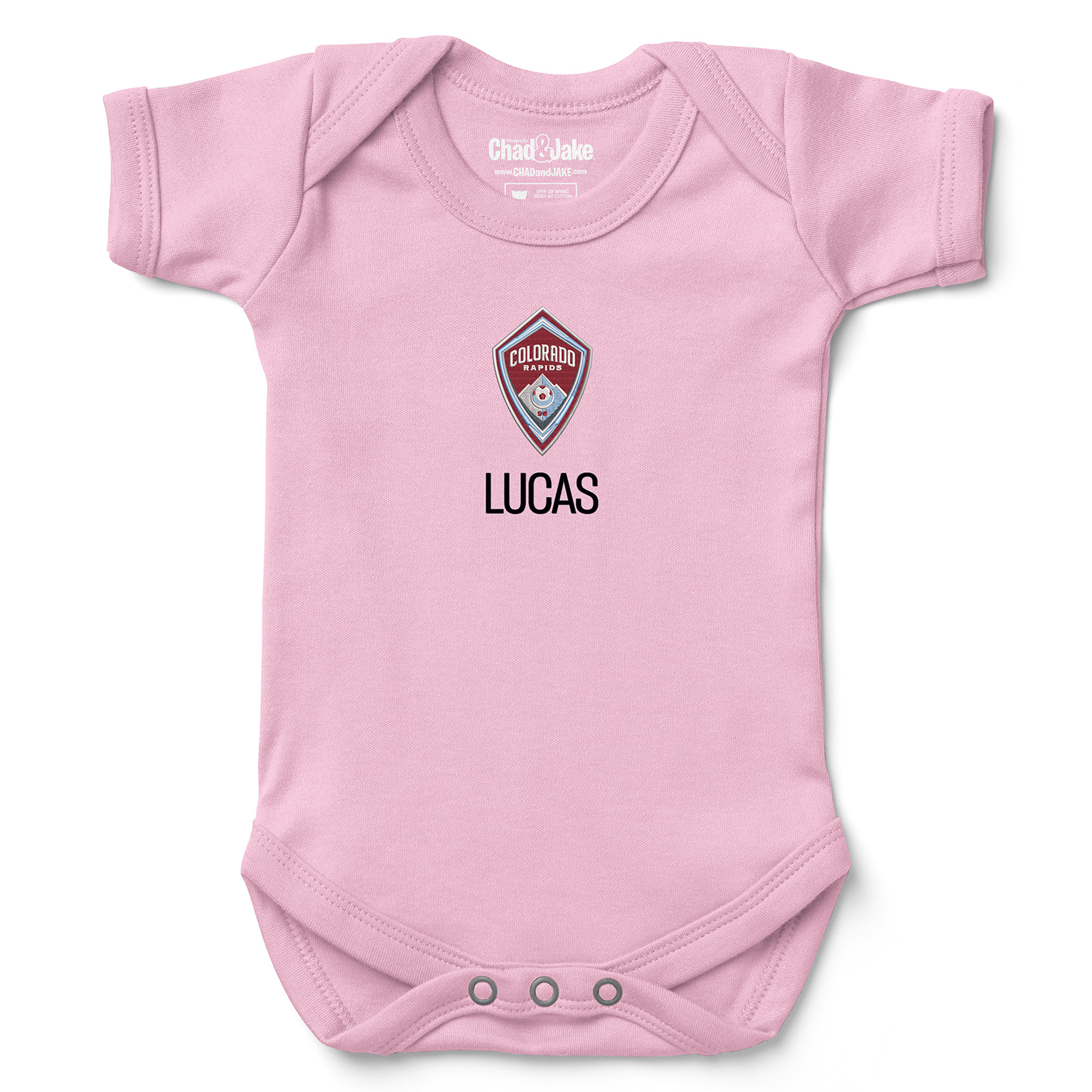 Infant Chad & Jake Light Pink Colorado Rapids Logo Personalized Bodysuit