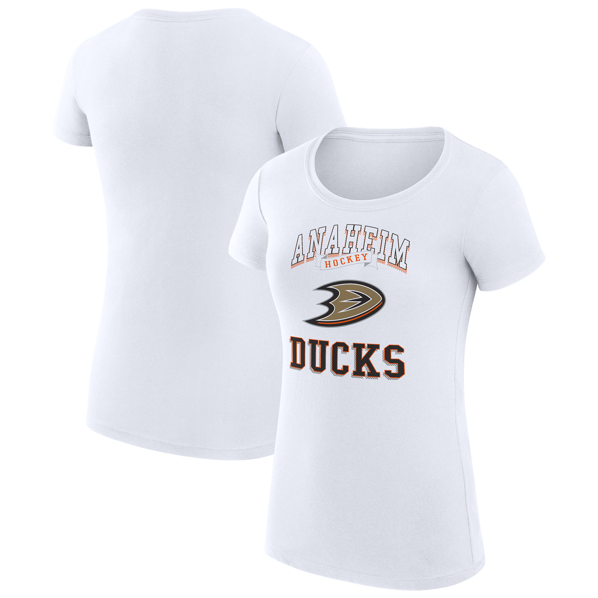 Women's G-III 4Her by Carl Banks White Anaheim Ducks Team Logo Graphic Fitted T-Shirt