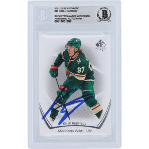 Kirill Kaprizov Minnesota Wild Autographed 2021-22 Upper Deck SP Authentic #97 Beckett Fanatics Witnessed Authenticated Card