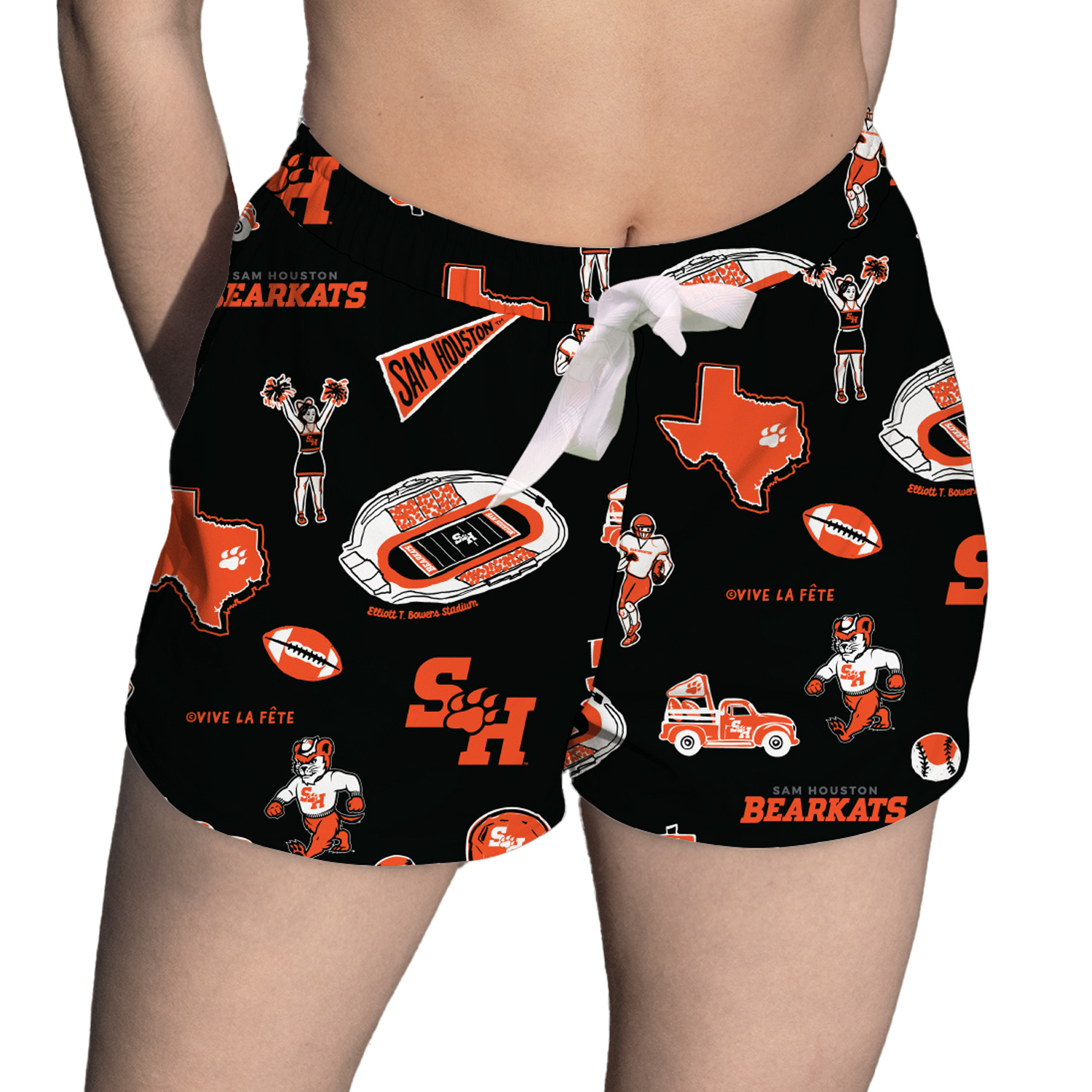 Women's Vive La Fete Black Sam Houston State Bearkats Impressions Artwork Lounge Shorts