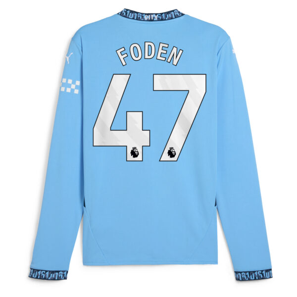 Men's Puma Phil Foden Light Blue Manchester City 2024/25 Home Replica Long Sleeve Player Jersey - Image 7