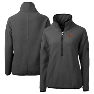 Women's Cutter & Buck Charcoal Baltimore Orioles  Cascade Eco Sherpa Fleece Half-Zip Pullover Jacket