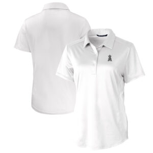 Women's Cutter & Buck White Los Angeles Angels Eco Textured Stretch Recycled Polo