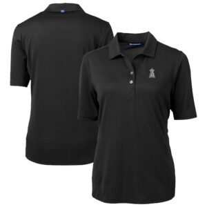 Women's Cutter & Buck Black Los Angeles Angels Virtue Eco Pique Recycled Polo