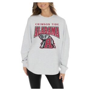 Women's Gameday Couture  Ash Alabama Crimson Tide Relaxed Fit French Terry Pullover Sweatshirt