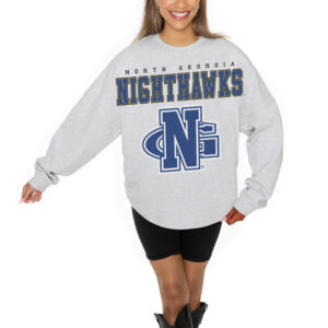 Women's Gameday Couture Ash North Georgia Nighthawks Big Goals Relaxed Fit French Terry Pullover Sweatshirt