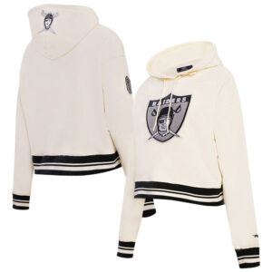 Women's Pro Standard Cream Las Vegas Raiders Retro Classic Fleece Cropped Pullover Hoodie
