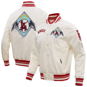 Men's Pro Standard Cream Los Angeles Angels Retro Classic Satin Full-Snap Jacket