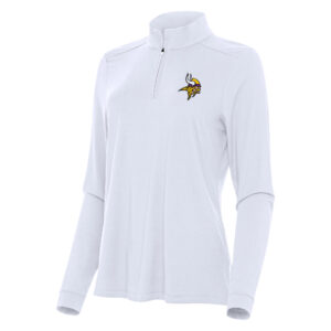 Women's Antigua  White Minnesota Vikings Intent Quarter-Zip Sweatshirt