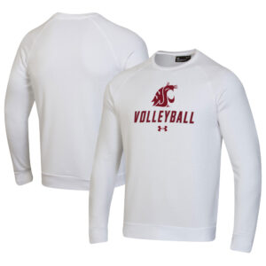 Men's Under Armour White Washington State Cougars Volleyball Rival Fleece Raglan Pullover Sweatshirt
