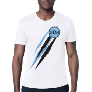 Men's Starter White Utah Hockey Club Color Scratch Graphic T-Shirt