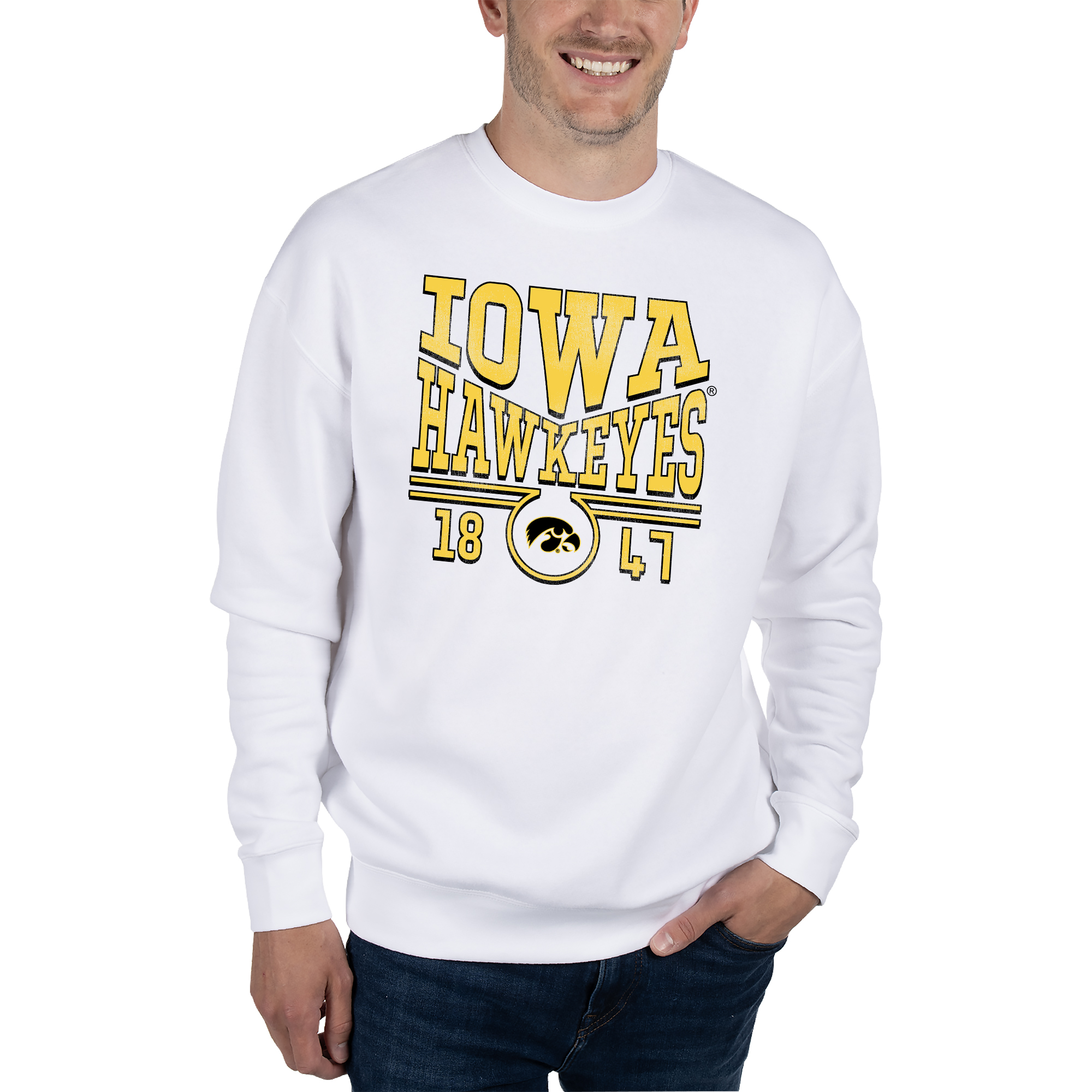 Unisex Uscape Apparel White Iowa Hawkeyes Coastal Fleece Pullover Sweatshirt