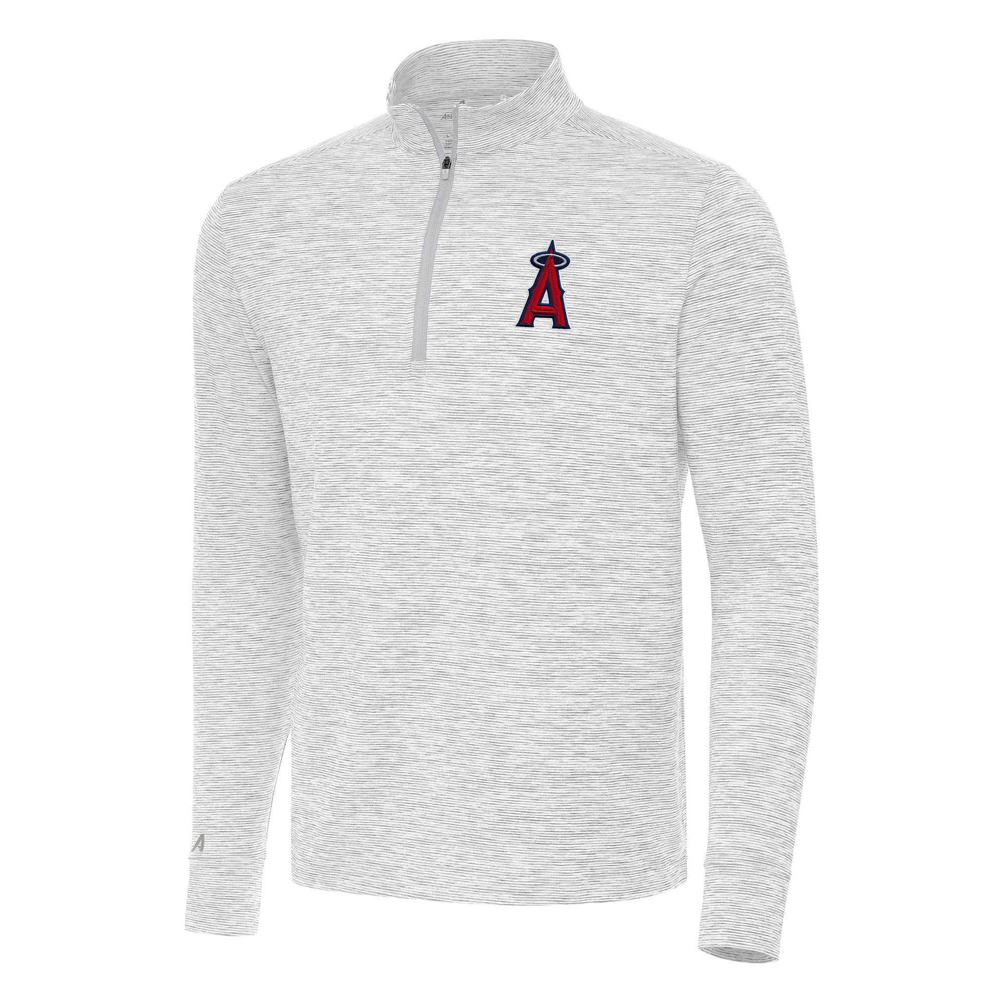 Men's Antigua Gray/White Los Angeles Angels Cause Quarter-Zip Top
