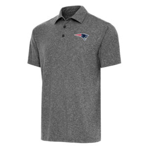 Men's Antigua Heather Black New England Patriots  Big & Tall Par 3 Polo