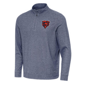 Men's Antigua Heather Navy Chicago Bears Subtle Quarter-Zip Top