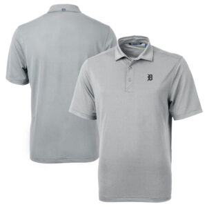 Men's Cutter & Buck Gray Detroit Tigers Big & Tall Virtue Eco Pique Recycled Polo