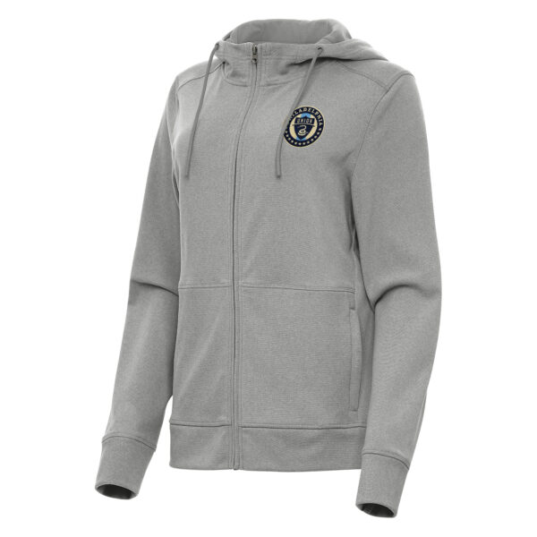 Women's Antigua Heather Gray Philadelphia Union Seeker Full-Zip Hoodie