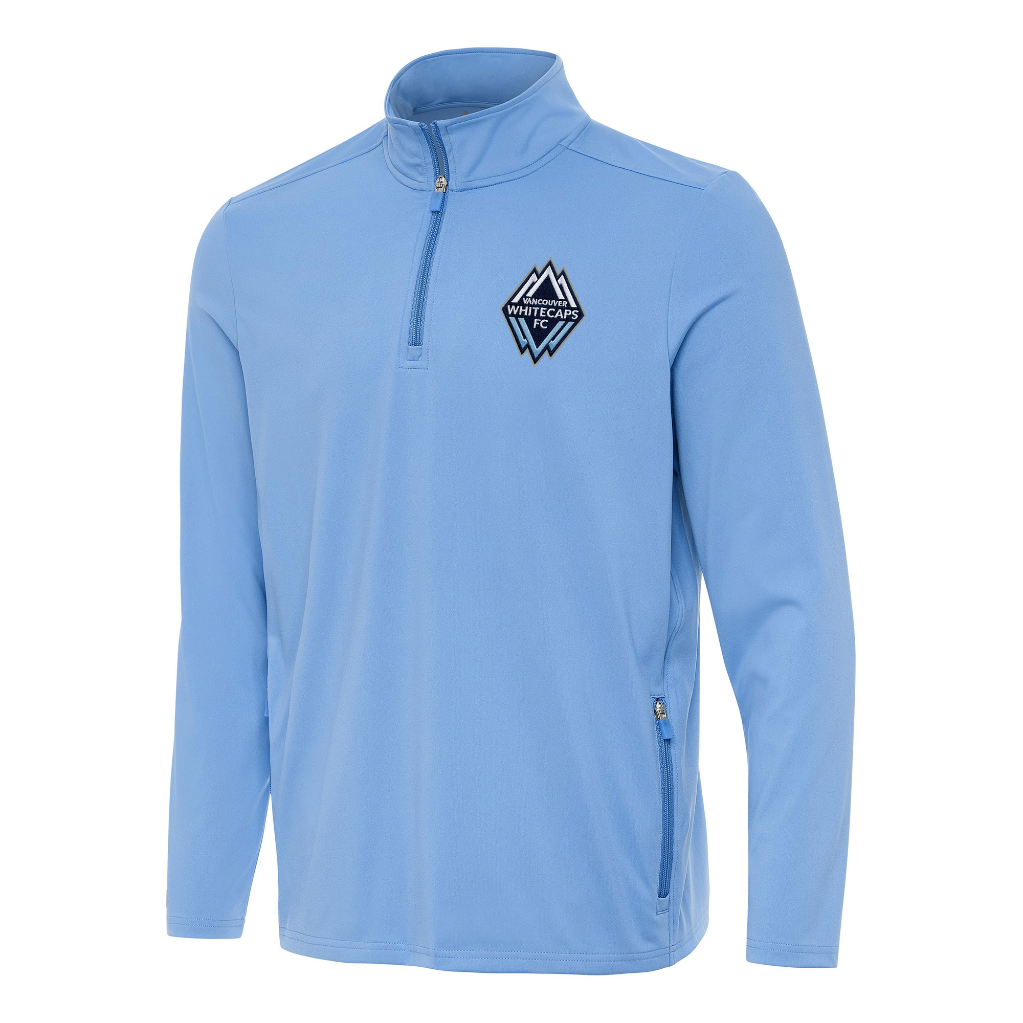 Men's Antigua Light Blue Vancouver Whitecaps FC Perilous Quarter-Zip Pullover Top