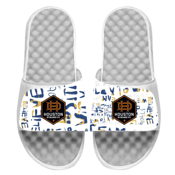 Youth ISlide White Houston Dynamo FC Kick Cancer Slide Sandals