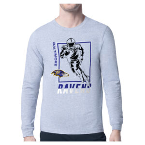 Men's Starter Heather Gray Baltimore Ravens Player Grid Long Sleeve T-Shirt
