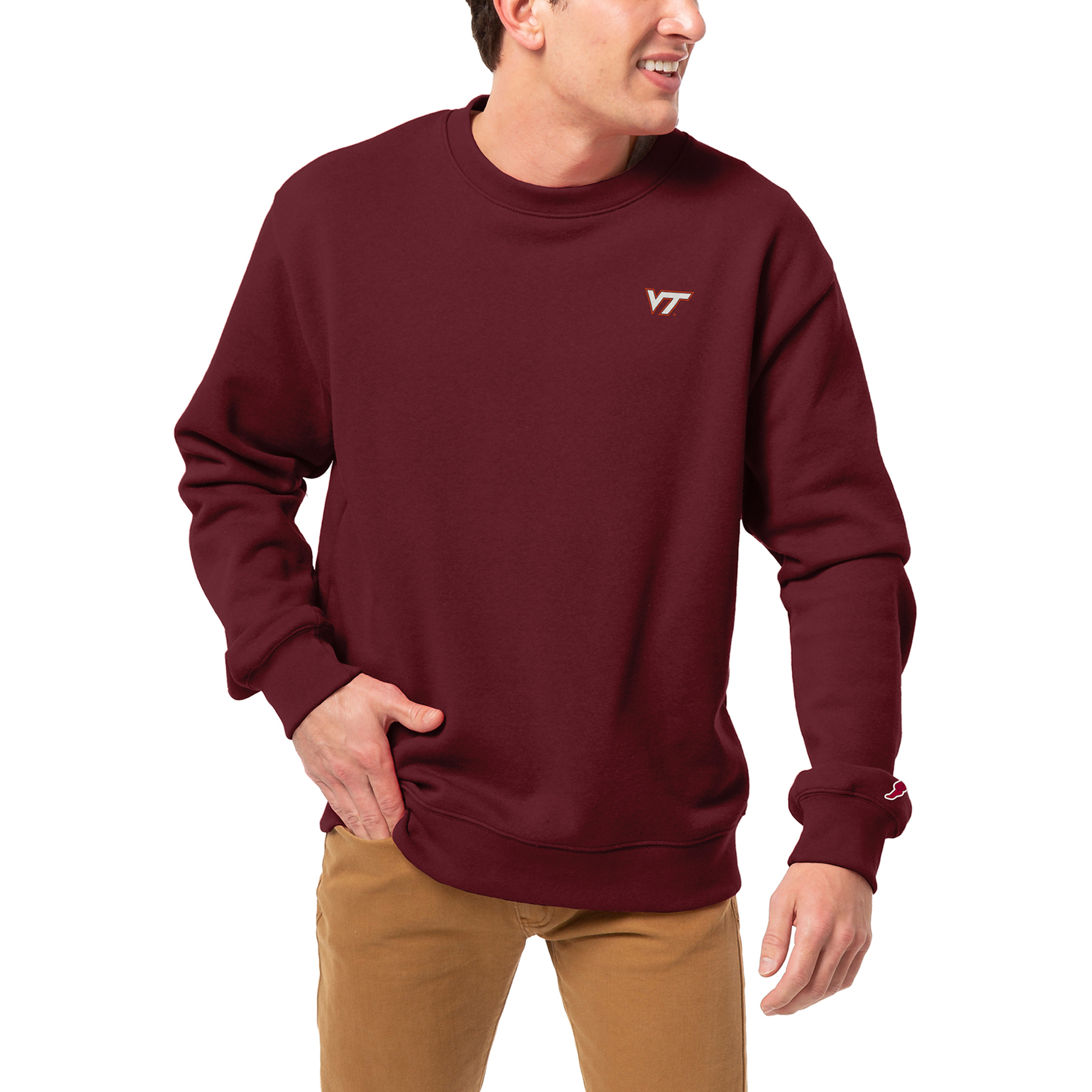 Men's League Collegiate Wear Maroon Virginia Tech Hokies Essentials 2.0 Fleece Pullover Sweatshirt