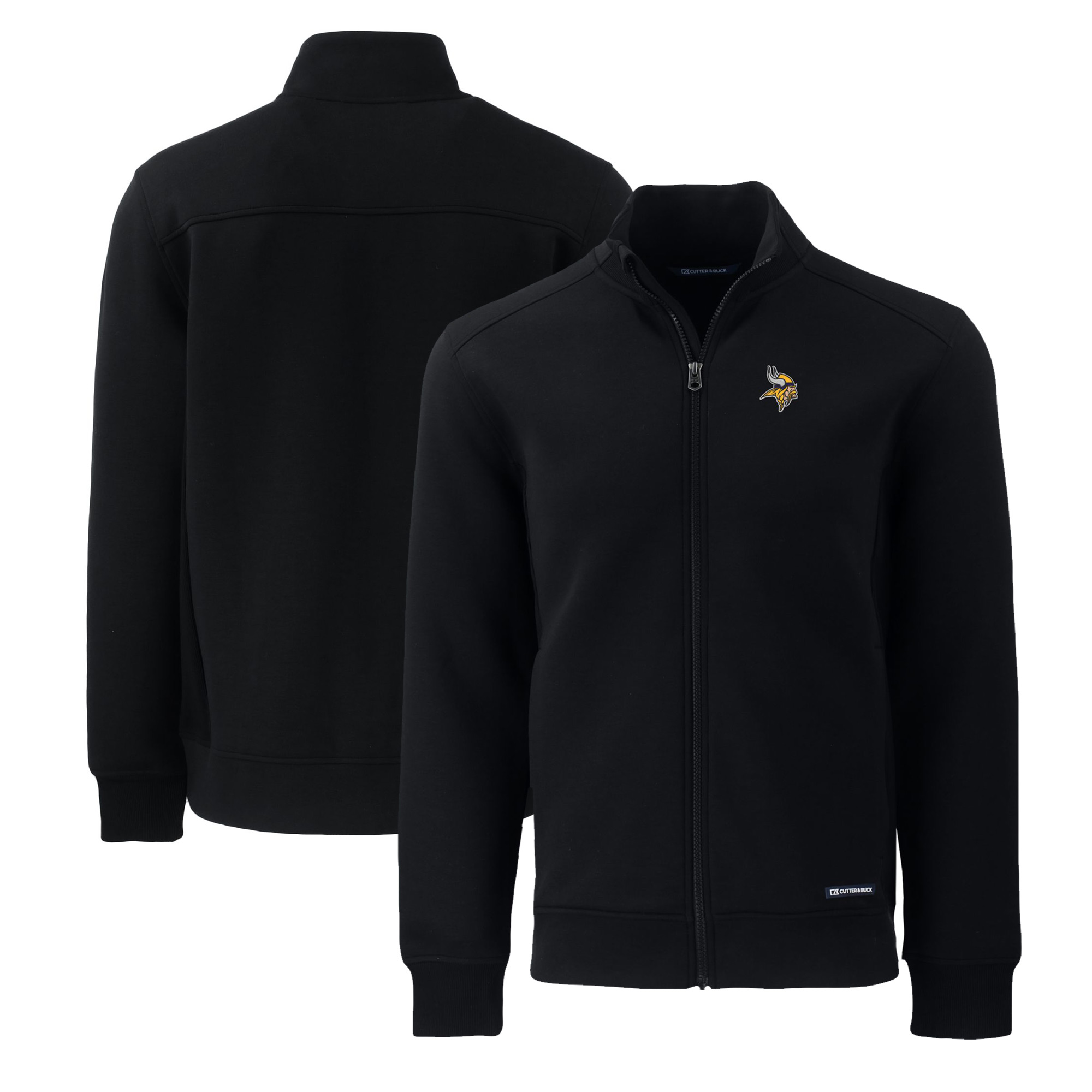 Men's Cutter & Buck Black Minnesota Vikings Big & Tall Roam Eco Recycled Full-Zip Jacket