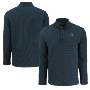 Men's Cutter & Buck Black Baltimore Ravens Hunts Point Eco Textured Fleece Recycled Half-Snap Sweatshirt