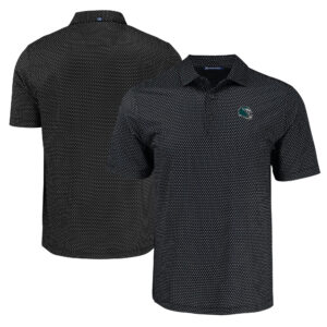 Men's Cutter & Buck Black Philadelphia Eagles Pike Eco Shadow Check Print Recycled Polo