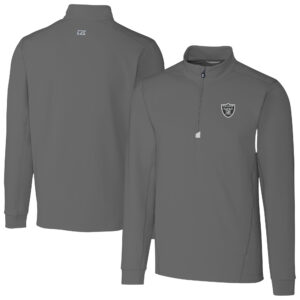 Men's Cutter & Buck Gray Las Vegas Raiders Big & Tall Traverse Stretch Quarter-Zip Top