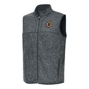 Men's Antigua Heather Gray Boston Bruins Fortune Full-Zip Vest