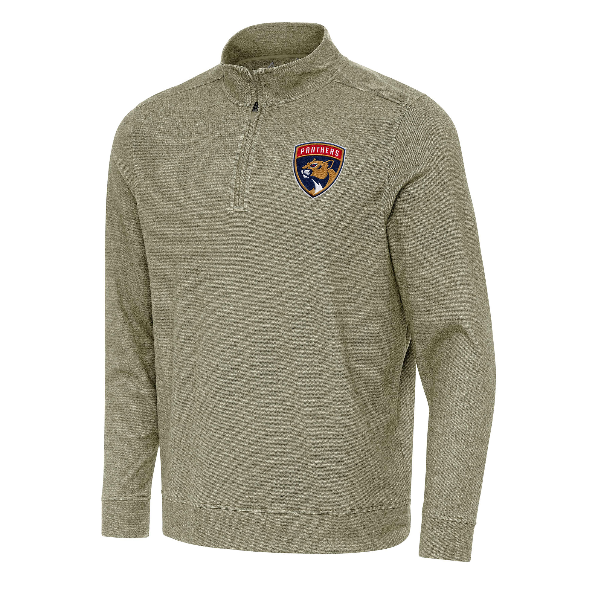 Men's Antigua Olive Florida Panthers Subtle Quarter-Zip Sweatshirt