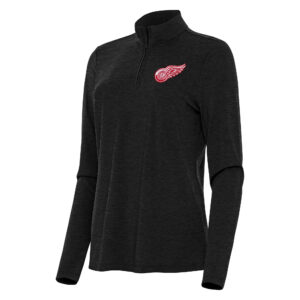 Women's Antigua  Heather Black Detroit Red Wings Bright Quarter-Zip Top