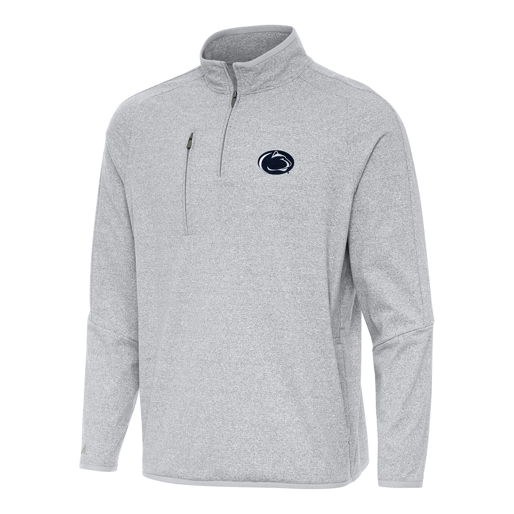 Men's Antigua Heather Gray Penn State Nittany Lions Certain Quarter-Zip Tri-Blend Sweatshirt